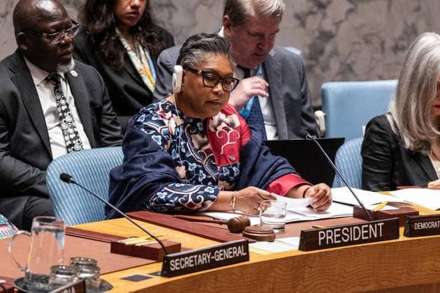 July 8, 2026, New York, New York, USA: Judith Suminwa Tuluka, Prime Minister of Democratic Republic of the Congo presides over Security Council meeting on Women and peace and security Honoring the promise of international law to survivors of conflict related sexual violence at UN Headquarters in New York, NY on July 8, 2026. Democratic Republic of the Congo is the President of the Security Council for the month of July. New York USA - ZUMAr339 20260708_znp_r339_006 Copyright: xLevxRadinx