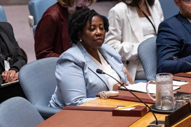 July 8, 2026, New York, New York, USA: Carine Jocelyn, Founder and Director, Haitian Women s Collective attends Security Council meeting on Women and peace and security Honoring the promise of international law to survivors of conflict related sexual violence at UN Headquarters in New York, NY on July 8, 2026. New York USA - ZUMAr339 20260708_znp_r339_003 Copyright: xLevxRadinx