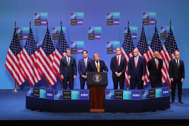 US President Donald Trump pictured at a head of states and government summit of the NATO (North Atlantic Treaty Organization) military alliance, Wednesday 08 July 2026, in Ankara, Turkey.  BENOITxDOPPAGNE 180729380