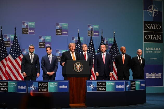 NATO Ankara Summit ANKARA, TURKIYE - JULY 8: US President Donald Trump holds a press conference at the Presidential Complex during the 36th NATO Summit of Heads of State and Government in Ankara, Turkiye, on July 8, 2026. Dogukan Keskinkilic Anadolu Ankara Turkey. Editorial use only. Please get in touch for any other usage.  Copyright: x2026xAnadoluxDogukanxKeskinkilicx