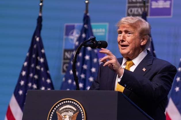 July 8, 2026, Ankara, Turkey: U.S. President Donald Trump speaks during a press conference on the outcomes of the NATO Summit. Ankara Turkey - ZUMAl194 20260708_zip_l194_033 Copyright: xMarekxLadzinskix