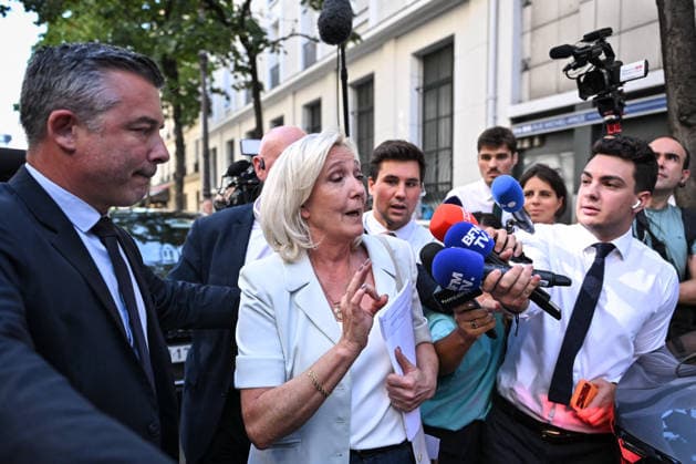 Far Right Rassemblement National Party Meeting in Paris French far-right leader Marine Le Pen leaves after a national council for French far right Rassemblement National Party at its headquarters in on July 8, 2026. Photo by Firas Abdullah ABACAPRESS.COM Paris Ile-de-France France  Copyright: xAbdullahxFiras ABACAx