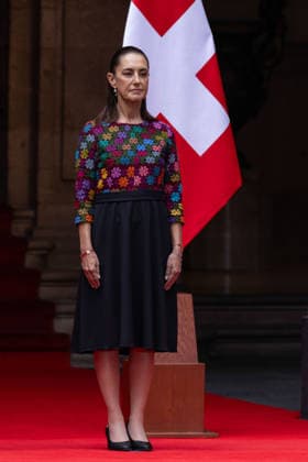 July 8, 2026, Mexico City, Mexico: The President of Mexico, CLAUDIA SHEINBAUM PARDO, welcomed the President of the Swiss Confederation and Minister of Economy, GUY PARMELIN, accompanied by his wife, CAROLINE MEROTTO, during an official ceremony in the Courtyard of Honor at the National Palace in Mexico City, as part of the Swiss leaders official visit to the country. Mexico City Mexico  - ZUMAl178 20260708_znp_l178_013 Copyright: xCristianxLeyvax