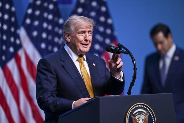 NATO Ankara Summit ANKARA, TURKIYE - JULY 8: US President Donald Trump holds a press conference at the Presidential Complex as part of the 36th NATO Summit of Heads of State and Government in Ankara, Turkiye, on July 8, 2026. Akin Celiktas Anadolu Ankara Turkey. Editorial use only. Please get in touch for any other usage.  Copyright: x2026xAnadoluxAkinxCeliktasx