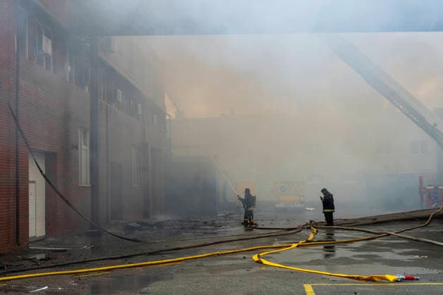 Russian Attacks On The Kyiv, Ukraine Ukrainian emergency workers battle a fire following a drone strike on a building in Kyiv, Ukraine, on July 8, 2026. According to Ukrainian authorities, at least two people are killed and several others are injured in strikes on the capital on July 8. Kyiv Ukraine  Copyright: xMaxymxMarusenkox originalFilename: musiienko-notitle260708_npQ4J.jpg