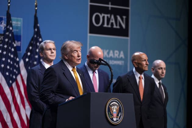 NATO Ankara Summit ANKARA, TURKIYE - JULY 8: US President Donald Trump holds a press conference at the Presidential Complex as part of the 36th NATO Summit of Heads of State and Government in Ankara, Turkiye, on July 8, 2026. Binnur Ege Gurun Kocak Anadolu Ankara Turkey. Editorial use only. Please get in touch for any other usage.  Copyright: x2026xAnadoluxBinnurxEgexGurunxKocakx