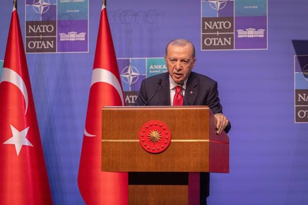 July 8, 2026, Ankara, Turkey: Turkish President Recep Tayyip Erdogan delivers a speech during the NATO Summit in Ankara, Turkey. Ankara Turkey  - ZUMAl194 20260708_zip_l194_049 Copyright: xMarekxLadzinskix