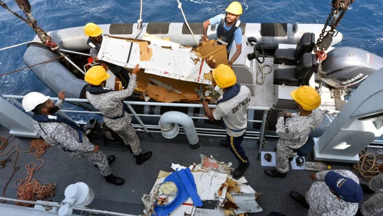 (260708) -- ISLAMABAD, July 8, 2026 -- Photo released by on July 8, 2026 shows personnel transporting the wreckage of a missing K2 Airways cargo Boeing 737 aircraft in the sea near Ormara town, Pakistan. Pakistan s Navy on Wednesday located the wreckage of a missing K2 Airways cargo Boeing 737 aircraft in the Arabian Sea after a 12-hour search and rescue operation, the Pakistan Airports Authority (PAA) said in a statement. The wreckage was found about 53 nautical miles south of Ormara, a coastal town in Gwadar district of the country s southwestern Balochistan province, the statement said. ( Handout via Xinhua) PAKISTAN-ORMARA-CARGO PLANE-CRASH-WRECKAGE-RECOVERY PakistanxNavy 