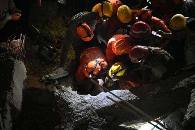 NEW DELHI, INDIA - JULY 8: NDRF personnel rescue a survivor trapped under the debris after a building collapsed in G Block, Sector 16, Rohini on July 8, 2026 in New Delhi, India. Rescue operations were launched immediately, with multiple emergency agencies deployed to search for and evacuate those trapped beneath the rubble. (Photo by Ishant Chauhan Hindustan Times) Man Killed As Under-Construction Building Collapses In Delhi s Rohini Sector 16