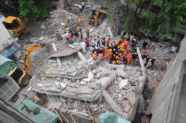 NEW DELHI, INDIA - JULY 8: National Disaster Response Force (NDRF) personnel carry out rescue operations after an under-construction building collapsed in G Block, Sector 16, Rohini on July 8, 2026 in New Delhi India. Multiple agencies, including Delhi Police and the fire department, launched a search-and-rescue operation amid fears that several people were trapped under the debris.(Photo by Sanchit Khanna Hindustan Times) Man Killed As Under-Construction Building Collapses In Delhi s Rohini Sector 16