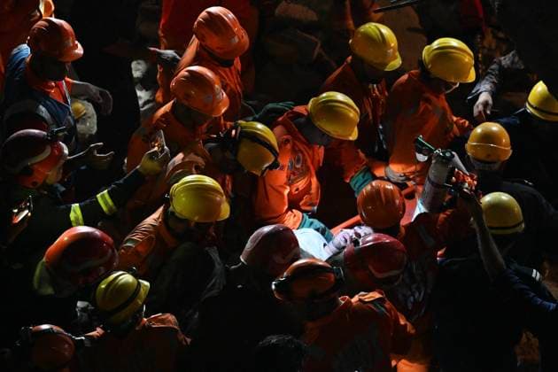 NEW DELHI, INDIA - JULY 8: NDRF personnel rescue a survivor trapped under the debris after a building collapsed in G Block, Sector 16, Rohini on July 8, 2026 in New Delhi, India. Rescue operations were launched immediately, with multiple emergency agencies deployed to search for and evacuate those trapped beneath the rubble. (Photo by Sanchit Khanna Hindustan Times) Man Killed As Under-Construction Building Collapses In Delhi s Rohini Sector 16