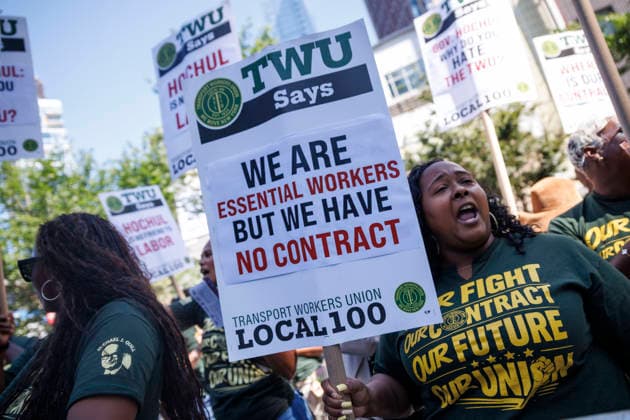 July 8, 2026, Brooklyn, New York, USA: Protesters are seen outside a press conference on Wednesday with Mayor Zohran Mamdani and Governor Kathy Hochul, not pictured, to unveil a bus action plan. The Mayor and Governor unveiled Ã¢â‚¬ËœNext Stop Fast Buses, Better Service,Ã¢â‚¬â ¢ aimed at making services faster and more accessible, and announced partnerships with the New York City Department of Transportation (NYC DOT) and the Metropolitan Transportation Authority Brooklyn USA - ZUMAh182 20260708_znp_h182_001 Copyright: xMatthewxHoenx
