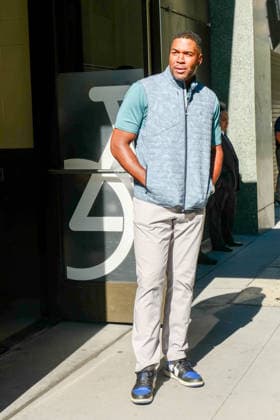 New York, NY- July 8: Michael Strahan leaving Good Morning America (GMA)in New York City. Copyright: xPorterx AdMediax MediaPunchx