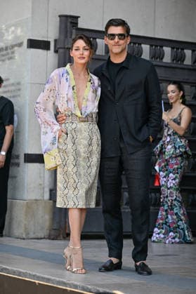 PFW Haute Couture Elie Saab Outside Arrivals JR Olivia Palermo, Johannes Huebl arriving at the Elie Saab show during Haute Couture Fashion Week in Paris, France, on 8 July 2026. Photo by Julien Reynaud APS-Medias ABACAPRESS.COM Paris France  Copyright: xReynaudxJulien APS-Medias ABACAx