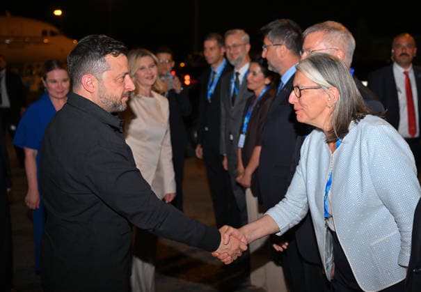 NATO Ankara Summit ANKARA, TURKIYE - JULY 08: Ukrainian President Volodymyr Zelenskyy departs Esenboga Airport following the 36th NATO Summit in Ankara, Turkiye, on July 8, 2026. Hakan Nural Anadolu Ankara Turkey. Editorial use only. Please get in touch for any other usage.  Copyright: x2026xAnadoluxHakanxNuralx
