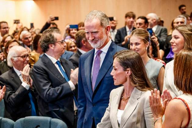 Infanta Sofia, along with King Felipe and Queen Letizia and Princess Leonor, presided over the Leading Teachers event of the Ibercaja Foundation, where Infanta Sofia gave her first solo speech, in Zaragoza on Wednesday, July 8, 2026. La Infanta Sofia junto a los reyes Felipe y Letizia y la princesa Leonor presiden el evento Docentes Referentes de la Fundación Ibercaja, donde la infanta Sofia realiza su primer discurso en solitario, en Zaragoza el miércoles 8 de julio de 2026. 900 LOF Cordon Press Cordon Press