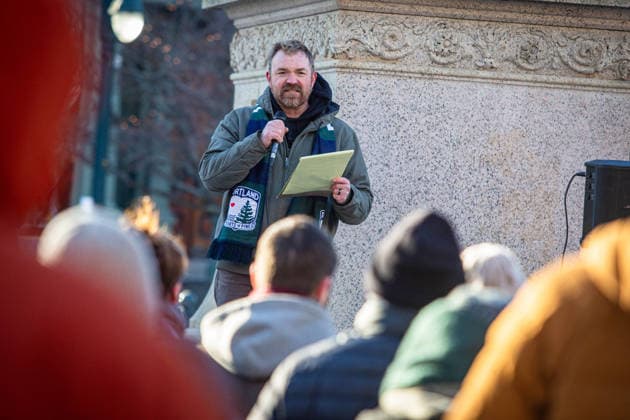 July 8, 2026, Portland, Maine, USA: Planter just announced he is suspending his Senate bid. American political candidate, oyster farmer, and Marine Corps veteran, Democratic nominee in the 2026 U.S. Senate election in Maine, challenging incumbent Republican Senator S. Collins. Platner, facing mounting pressure to withdraw from top Democrats to quit, after ex-girlfriend Jenny Racicot, a 41-year-old Maine resident, accused him of sexually assaulting her in 2021, an allegation Platner denies. FILE PHOTO: Dateline: January, 3, 2026, Portland, Maine, USA: Maine Democratic U.S. Senate candidate GRAHAM CUNNINGHAM PLATNER, 41, speaks at an anti-war rally in Portland, Maine. Portland USA  - ZUMAg349 20260103_new_g349_616 Copyright: xTroyxR.xBennettx