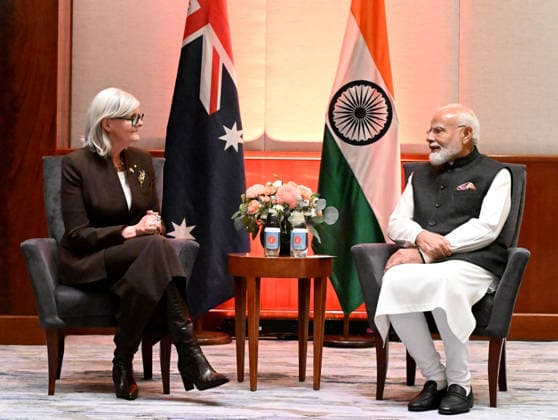 NARENDRA MODI AUSTRALIA VISIT The Prime Minister of India Narendra Modi meets with the Australian Governor-General, HE The Hon Sam Mostyn AC at the Park Hyatt in Melbourne, Thursday, July 9, 2026. (AAP Image NewsWire, pool) NO ARCHIVING Melbourne Park Hyatt Entrance Victoria Australia *** NARENDRA MODI S VISIT TO AUSTRALIA: Indian Prime Minister Narendra Modi meets with the Australian Governor General, His Excellency The Hon. Sam Mostyn AC, at the Park Hyatt in Melbourne on Thursday, July 9, 2026. AAP Image NewsWire, pool. NO ARCHIVING. Park Hyatt Melbourne Entrance, Victoria, Australia Poolfoto AAPIMAGE ,EDITORIAL USE ONLY