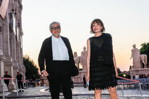 July 8, 2026, Rome, Rome, Italy: Writer Giancarlo De Cataldo and his wife, lawyer Tiziana Pomes, during the final evening of the eightieth edition of the Strega Prize literary competition in Piazza del Campidoglio, Rome, 08 07 2026 Rome Italy  - ZUMAa289 20260708_zia_a289_238 Copyright: xRiccardoxDexLucax xAgfx