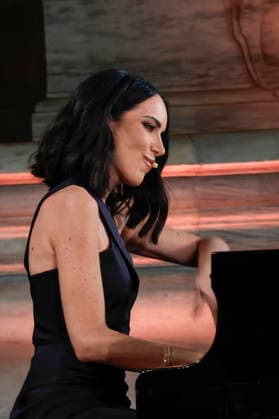 July 8, 2026, Rome, Rome, Italy: Pianist and presenter Gloria Campaner during the final evening of the eightieth edition of the Strega Prize literary competition in Piazza del Campidoglio, Rome, 08 07 2026 Rome Italy  - ZUMAa289 20260708_zia_a289_246 Copyright: xRiccardoxDexLucax xAgfx