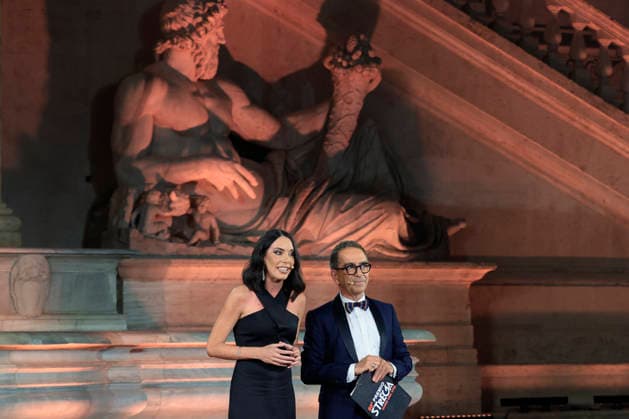 July 8, 2026, Rome, Rome, Italy: Hosts Gloria Campaner and Pino Strabioli during the final evening of the eightieth edition of the Strega Prize literary competition in Piazza del Campidoglio, Rome, 08 07 2026 Rome Italy  - ZUMAa289 20260708_zia_a289_252 Copyright: xRiccardoxDexLucax xAgfx