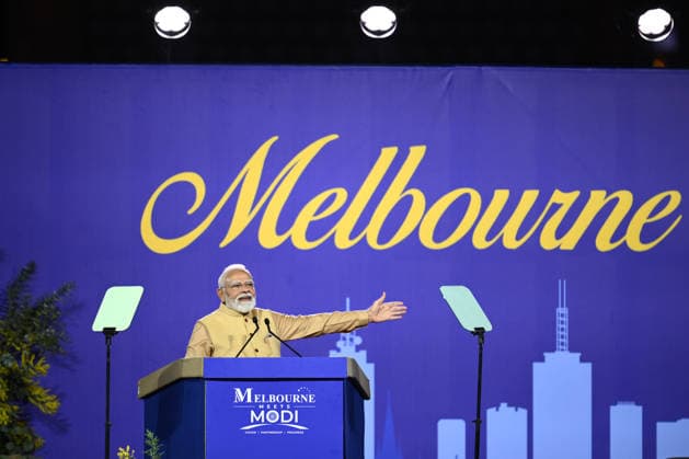NARENDRA MODI AUSTRALIA VISIT, Indian Prime Minister Narendra Modi during the Melbourne Meets Modi community event at Marvel Stadium in Melbourne, Thursday, July 9, 2026. ( NO ARCHIVING MELBOURNE VICTORIA AUSTRALIA  Copyright: xJOELxCARRETTx 20260709139448313990