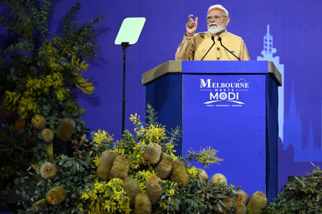 NARENDRA MODI AUSTRALIA VISIT, Indian Prime Minister Narendra Modi during the Melbourne Meets Modi community event at Marvel Stadium in Melbourne, Thursday, July 9, 2026. ( NO ARCHIVING MELBOURNE VICTORIA AUSTRALIA  Copyright: xJOELxCARRETTx 20260709167698250317