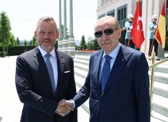 Turkish President Recep Tayyip Erdogan ANKARA, TURKIYE - JULY 9: (----EDITORIAL USE ONLY - MANDATORY CREDIT - TURKISH PRESIDENCY MURAT KULA HANDOUT - NO MARKETING NO ADVERTISING CAMPAIGNS - DISTRIBUTED AS A SERVICE TO CLIENTS----) Turkish President Recep Tayyip Erdogan welcomes Slovakian President Peter Pellegrini at the Presidential Complex in Ankara, Turkiye, on July 9, 2026. Tur Presidency Murat Kula Anadolu Ankara Turkey. Editorial use only. Please get in touch for any other usage.  Copyright: x2026xAnadoluxTurxPresidencyx xMuratxKulax