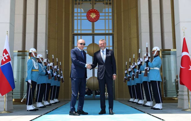 Turkish President Recep Tayyip Erdogan ANKARA, TURKIYE - JULY 9: (----EDITORIAL USE ONLY - MANDATORY CREDIT - TURKISH PRESIDENCY MURAT KULA HANDOUT - NO MARKETING NO ADVERTISING CAMPAIGNS - DISTRIBUTED AS A SERVICE TO CLIENTS----) Turkish President Recep Tayyip Erdogan welcomes Slovakian President Peter Pellegrini at the Presidential Complex in Ankara, Turkiye, on July 9, 2026. Tur Presidency Murat Kula Anadolu Ankara Turkey. Editorial use only. Please get in touch for any other usage.  Copyright: x2026xAnadoluxTurxPresidencyx xMuratxKulax