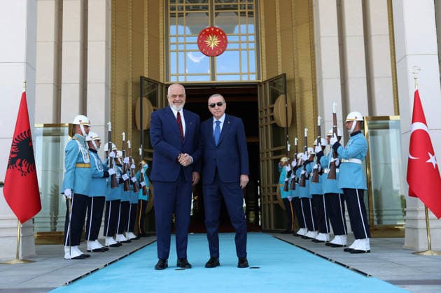 Turkish President Recep Tayyip Erdogan ANKARA, TURKIYE - JULY 9: (----EDITORIAL USE ONLY - MANDATORY CREDIT - TURKISH PRESIDENCY MURAT KULA HANDOUT - NO MARKETING NO ADVERTISING CAMPAIGNS - DISTRIBUTED AS A SERVICE TO CLIENTS----) Turkish President Recep Tayyip Erdogan (R) receives Albanian Prime Minister Edi Rama (L) at the Presidential Complex in Ankara, Turkiye, on July 9, 2026. TUR Presidency Murat Kula Handout Anadolu Ankara Turkey. Editorial use only. Please get in touch for any other usage.  Copyright: x2026xAnadoluxTURxPresidencyx xMuratxKulax xHandoutx