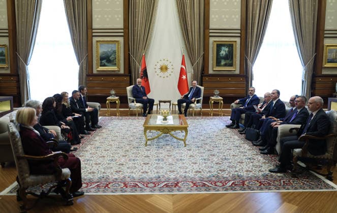 Turkish President Recep Tayyip Erdogan ANKARA, TURKIYE - JULY 9: (----EDITORIAL USE ONLY - MANDATORY CREDIT - TURKISH PRESIDENCY MURAT KULA HANDOUT - NO MARKETING NO ADVERTISING CAMPAIGNS - DISTRIBUTED AS A SERVICE TO CLIENTS----) Turkish President Recep Tayyip Erdogan receives Albanian Prime Minister Edi Rama at the Presidential Complex in Ankara, Turkiye, on July 9, 2026. TUR Presidency Murat Kula Handout Anadolu Ankara Turkey. Editorial use only. Please get in touch for any other usage.  Copyright: x2026xAnadoluxTURxPresidencyx xMuratxKulax xHandoutx