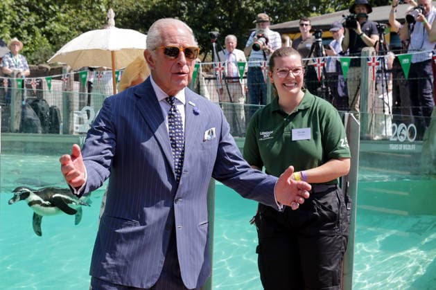 July 9, 2026, London, London, UK: London, UK. King Charles after observing laser training exercises with Humboldt penguins at Penguin Beach during their visit to London Zoo to mark the 200th anniversary of the Zoological Society of London. London UK  - ZUMAl94_ 20260709_zaf_l94_001 Copyright: xDinendraxHariax