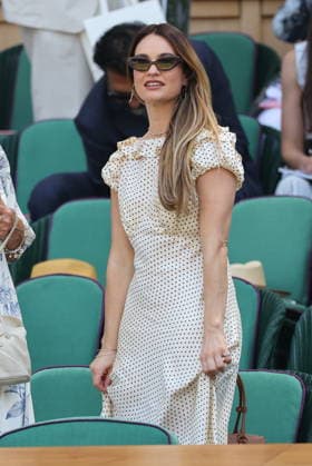 . 09 07 2026. London, United Kingdom. Lily James in the Royal Box on day eleven of the Wimbledon Tennis Championships in London.  xStephenxLockx xi-Imagesx IIM-26895-0031