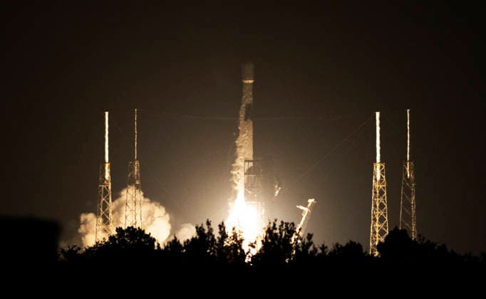 SpaceX launches their Falcon 9 rocket on mission 10-42 at 5.25 AM from Launch Complex 40 at the Cape Canaveral Space Force Station, Florida on Thursday July 9, 2026. Launching on SpaceX s most flown booster, B1067 which has 35 previous missions; 29 Broadband satellites will be flown into low earth orbit.  CCP20260709005 JOExMARINO