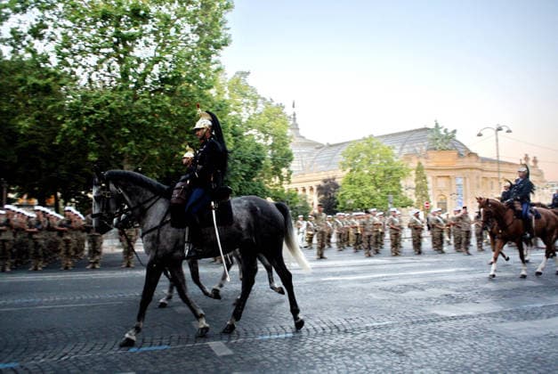 14 July Parade Rehearsal on Champs-Elysees - Paris Rehearsal on the Champs-Elysées of the troops participating in the parade of July 14, the national holiday and last July 14 of President Macron Paris 09 July 2026 Photo by Karim Aït Adjedjou ABACAPRESS.COM Paris Ile-de-France France  Copyright: xAitxAdjedjouxKarim ABACAx