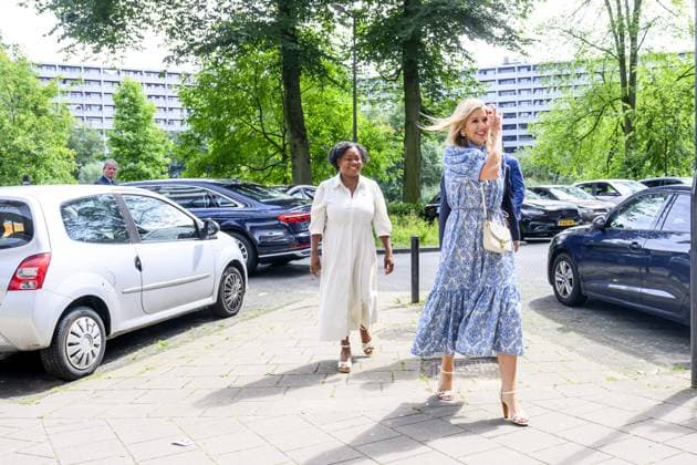 Queen Máxima and Hans Vijlbrief During Working Visit - Amsterdam Queen Máxima and Minister of Social Affairs and Employment Hans Vijlbrief visit the Zuidoost district in Amsterdam as part of the Debt-Free Neighbourhood approach on July 9, 2026, to share knowledge regarding area-based working, scaling up successful initiatives, and cooperation with the Foundation for Financial Health in the Netherlands (SFGN). Photo by Bruno Press ABACAPRESS.COM Netherlands  Copyright: xBrunoxPress ABACAx