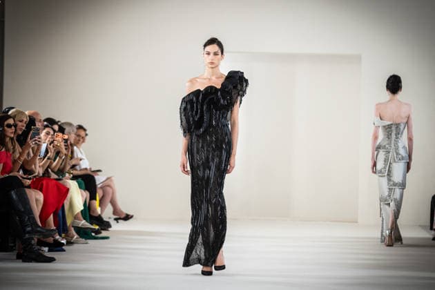 PFW HC Rami Al Ali Catwalk NB A model walks the runway during the Rami Al Ali Haute Couture Fall Winter 2026 2027 show as part of Paris Fashion Week on July 09, 2026 in Paris, France. Photo by Nasser Berzane ABACAPRESS.COM Paris France  Copyright: xBerzanexNasser ABACAx