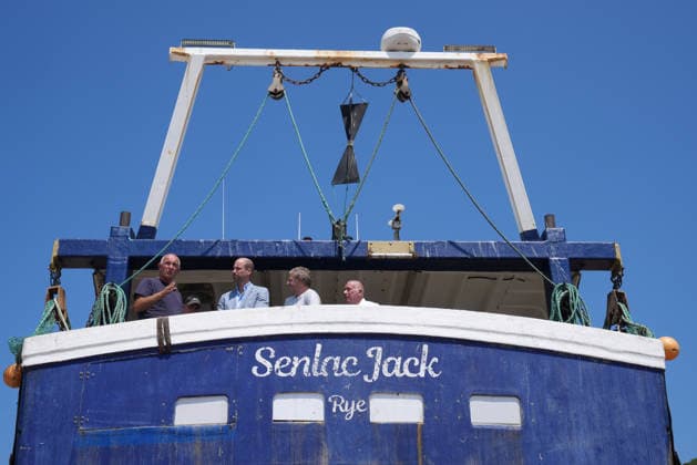 Prince of Wales visit to Hastings The Prince of Wales (2nd left) meets fishermen while on a fishing boat in the Old Town, during his visit to Hastings, East Sussex, to highlight the town s fishing community and the vital work of local youth-led and community-driven organisations. Picture date: Thursday July 9, 2026., Credit:Gareth Fuller PA ROTA - B68 Avalon UK, Hastings  Copyright: xGarethxFullerx xPAxROTAx-xB68x xAvalonx 1115505354