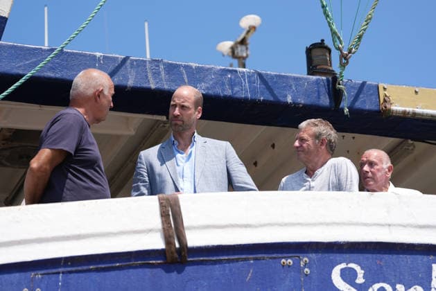 Prince of Wales visit to Hastings The Prince of Wales (2nd left) meets fishermen while on a fishing boat in the Old Town, during his visit to Hastings, East Sussex, to highlight the town s fishing community and the vital work of local youth-led and community-driven organisations. Picture date: Thursday July 9, 2026., Credit:Gareth Fuller PA ROTA - B68 Avalon UK, Hastings  Copyright: xGarethxFullerx xPAxROTAx-xB68x xAvalonx 1115505513