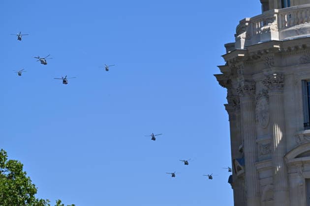 Bastille Day parade rehearsal in Paris PARIS, FRANCE - JULY 09: Helicopters fly during a rehearsal for the upcoming Bastille Day parade on the Champs-Elysees avenue in Paris, France, on July 09, 2026. Mustafa Yalcin Anadolu Paris France. Editorial use only. Please get in touch for any other usage.  Copyright: x2026xAnadoluxMustafaxYalcinx