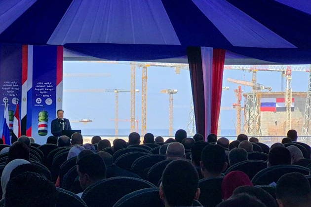 EGYPT, EL DABAA - JULY 9, 2026: Rosatom head Alexei Likhachev (L back) speaks at a ceremony marking the installation of the reactor pressure vessel for the Second Unit of the El Dabaa Nuclear Power Plant El Dabaa Egypt  - ZUMAt113 20260709_zaa_t113_355 Copyright: xAnastasiaxOlyanderx