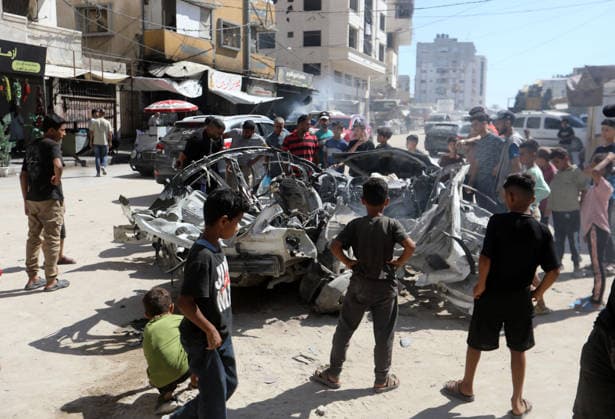 Palestinians gather at site of Israeli strike in western Gaza City Palestinians gather at the site of an Israeli strike that targeted a vehicle west of Gaza City, Gaza Strip, on July 9, 2026. According to local sources, the strike killed one person and wounded others. Photo by Bilal Osama apaimages Gaza city Gaza Strip Palestinian Territory 090726_Gaza_BO_02(10) Copyright: xapaimagesxBilalxOsamax xapaimagesx