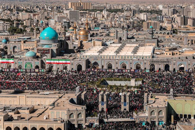 Farewell ceremony held for the late Iranian leader Khamenei in the Iranian city of Mashhad MASHHAD, IRAN - JULY 9: (RESTRICTIONS: No Access Israel Media Persian Language TV Stations Outside Iran Strictly No Access BBC Persian VOA Persian Manoto TV Iran International TV) (----EDITORIAL USE ONLY MANDATORY CREDIT - IRANIAN LEADER PRESS OFFICE HANDOUT - NO MARKETING NO ADVERTISING CAMPAIGNS - DISTRIBUTED AS A SERVICE TO CLIENTS----) An aerial view of thousands of people, holding flags and posters, gather to participate in the funeral ceremony for the late Iranian Supreme Leader Ali Khamenei, who was killed in a joint U.S.-Israeli airstrike, in Mashhad, Iran on July 9, 2026. Iranian Leader Press Office Handout Anadolu Mashhad Iran. Edit  Copyright: x2026xAnadoluxIranianxLeaderxPressxOfficex xHandoutx