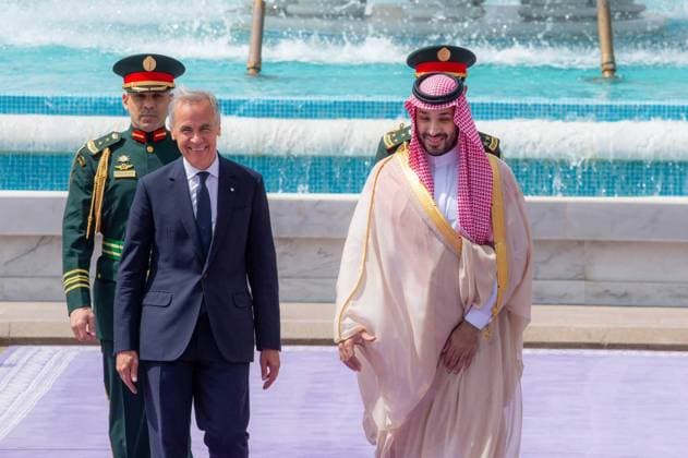 Saudi crown prince receives Canadian prime minister in Jeddah Saudi Crown Prince Mohammed bin Salman receives Canadian Prime Minister Mark Carney during an official welcoming ceremony in Jeddah, Saudi Arabia, on July 9, 2026. Carney is visiting the kingdom for talks on strengthening bilateral relations and cooperation across a number of issues. Photo by Saudi Press Agency Gaza city Gaza Strip Saudi Arabia 090726_Saudi_SPO_00(3) Copyright: xapaimagesxSaudixPressxAgencyx xapaimagesx
