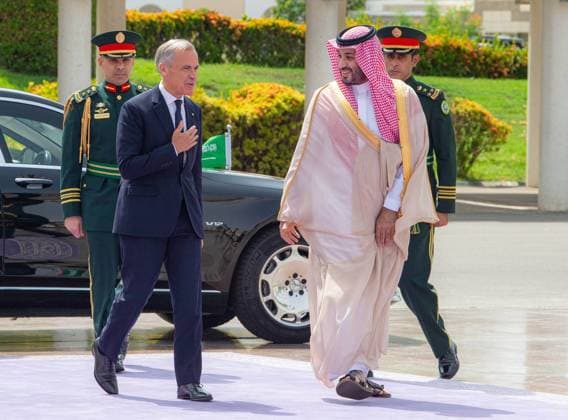 Saudi crown prince receives Canadian prime minister in Jeddah Saudi Crown Prince Mohammed bin Salman receives Canadian Prime Minister Mark Carney during an official welcoming ceremony in Jeddah, Saudi Arabia, on July 9, 2026. Carney is visiting the kingdom for talks on strengthening bilateral relations and cooperation across a number of issues. Photo by Saudi Press Agency Saudi Arabia 090726_Saudi_SPO_00(9) Copyright: xapaimagesxSaudixPressxAgencyx xapaimagesx