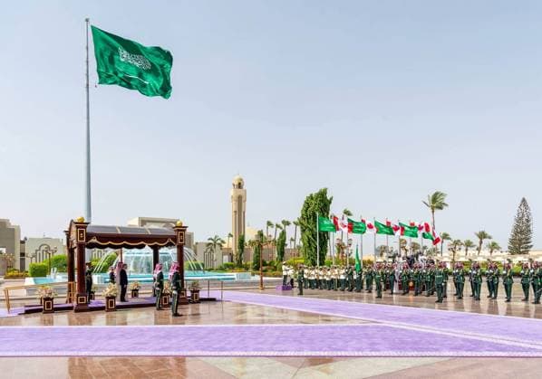 Saudi crown prince receives Canadian prime minister in Jeddah Saudi Crown Prince Mohammed bin Salman receives Canadian Prime Minister Mark Carney during an official welcoming ceremony in Jeddah, Saudi Arabia, on July 9, 2026. Carney is visiting the kingdom for talks on strengthening bilateral relations and cooperation across a number of issues. Photo by Saudi Press Agency Gaza city Gaza Strip Saudi Arabia 090726_Saudi_SPO_00(2) Copyright: xapaimagesxSaudixPressxAgencyx xapaimagesx