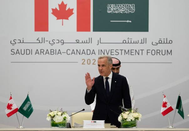 July 9, 2026, Jeddah, Saudi Arabia: Prime Minister Mark Carney waves as he takes his seat to deliver closing remarks at a business forum in Jeddah, Saudi Arabia, Thursday, July 9, 2026. Jeddah Saudi Arabia  - ZUMAc35_ 20260709_zaf_c35_013 Copyright: xAdrianxWyldx