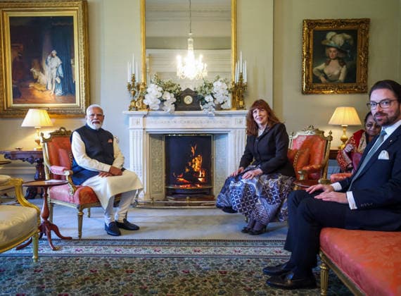 RECORD DATE NOT STATED PM Modi meets Australia s Victoria Governor Margaret Gardner AC Melbourne Australia , Jul 09 (ANI): Prime Minister Narendra Modi and Victoria Governor Margaret Gardner AC hold bilateral talks at Government House, in Melbourne on Thursday. (Narendra Modi Photo Gallery ANI Photo) Melbourne Victoria Australia Copyright: xANIx ANI_20260709051