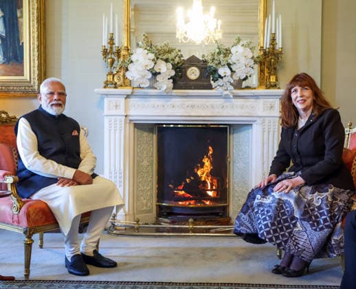 RECORD DATE NOT STATED PM Modi meets Australia s Victoria Governor Margaret Gardner AC Melbourne Australia , Jul 09 (ANI): Prime Minister Narendra Modi and Victoria Governor Margaret Gardner AC hold bilateral talks at Government House, in Melbourne on Thursday. (Narendra Modi Photo Gallery ANI Photo) Melbourne Victoria Australia Copyright: xANIx ANI_20260709070