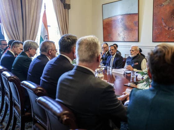 PM Modi and Australian Prime Minister Anthony Albanese hold delegation-level talks Melbourne, Jul 09 (ANI): Prime Minister Narendra Modi and Australian Prime Minister Anthony Albanese hold delegation-level talks in Melbourne on Thursday. (DPR PMO ANI Photo) Melbourne Australia Copyright: xANIx ANI_20260709103